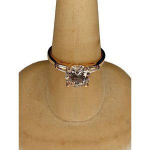 Gold‎ Tone 3 White Circle/Rectangle Rhinestones Ring Size 10 (10c2)